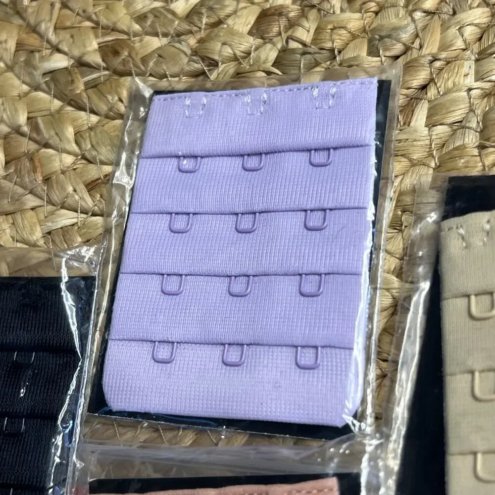 Shapermint Truekind 3 Hook 4 Row Bra Extender Beige Black Lavender Peach Set/4